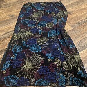 Floral Maxi Skirt - Black, Blue, Purple